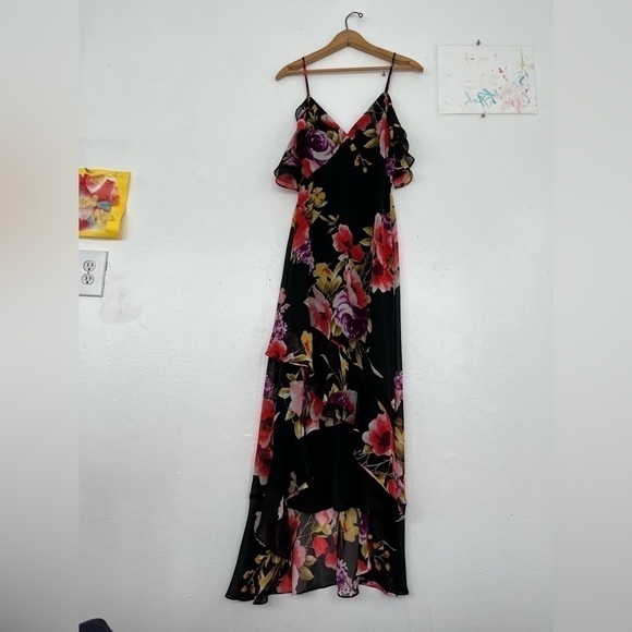 LULU’s | Love in Bloom Cold Shoulder High-Low Floral Dress - Picture 2 of 5